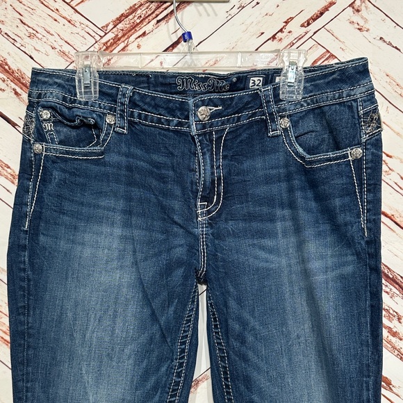 Miss Me Women's Dark Blue Boot Cut Jeans with Embellished Pockets - Picture 3 of 10